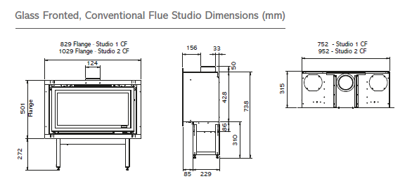 Load image into Gallery viewer, Gazco Studio 1 Gas Fire - Conventional Flue - Glass Fronted - Black
