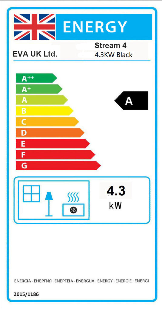 EVA UK Stream 4 Wood Stove - Black
