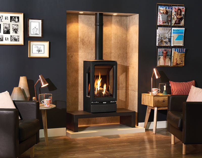 Load image into Gallery viewer, Gazco Vogue Midi T Gas Stove - Black