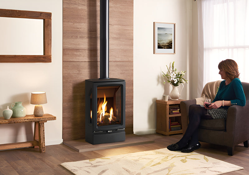 Load image into Gallery viewer, Gazco Vogue Midi T Gas Stove - Black