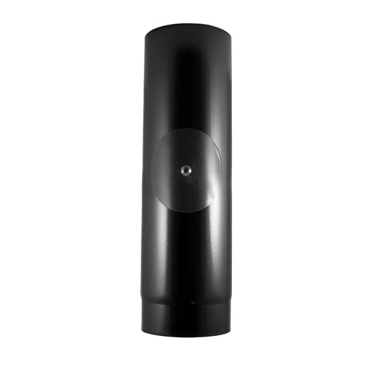 Evaflue Stove Pipe - 500mm Length With Door - Black Vitreous Enamel