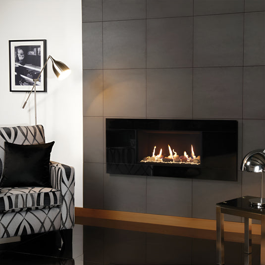 Gazco Studio 1 Glass Conventional & Balanced Flue - Glass Frame - Black